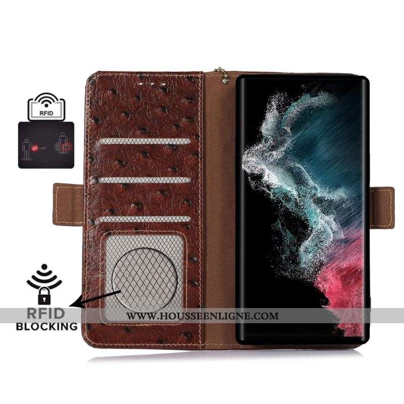 Housse Samsung Galaxy S23 Ultra 5G Vrai Cuir Texturé RFID