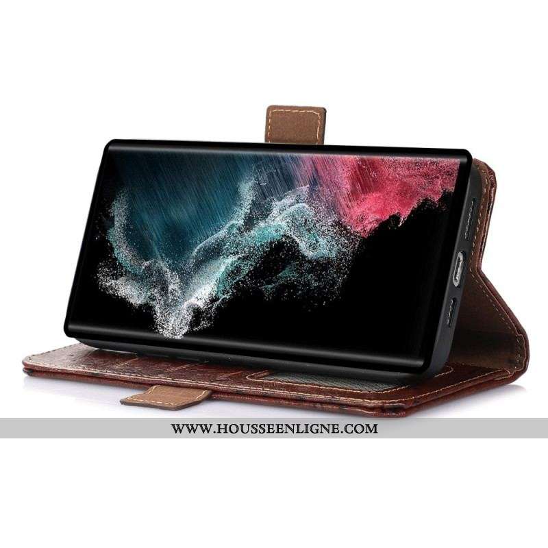Housse Samsung Galaxy S23 Ultra 5G Vrai Cuir Texturé RFID