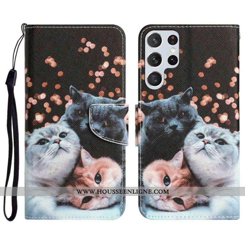 Housse Samsung Galaxy S23 Ultra Que des Chats à Lanière