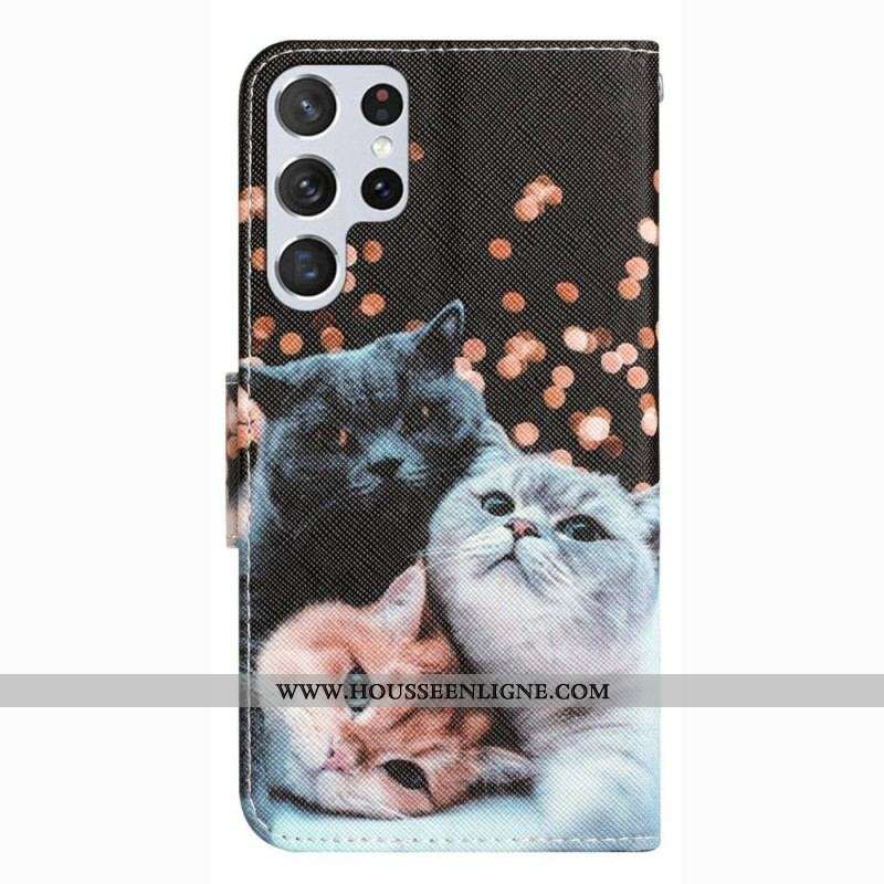 Housse Samsung Galaxy S23 Ultra Que des Chats à Lanière