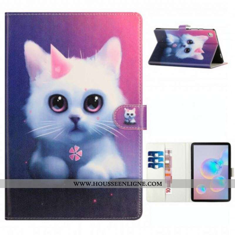 Housse Samsung Galaxy Tab A7 (2020) Chaton Blanc