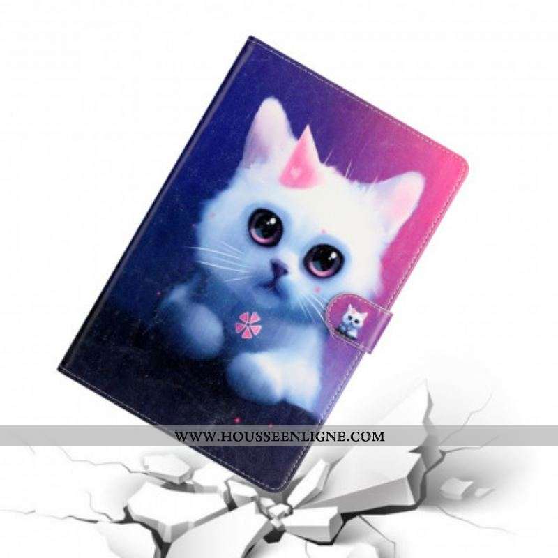 Housse Samsung Galaxy Tab A7 (2020) Chaton Blanc
