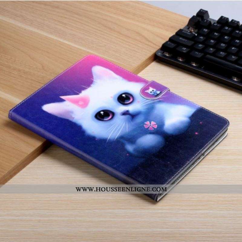 Housse Samsung Galaxy Tab A7 (2020) Chaton Blanc