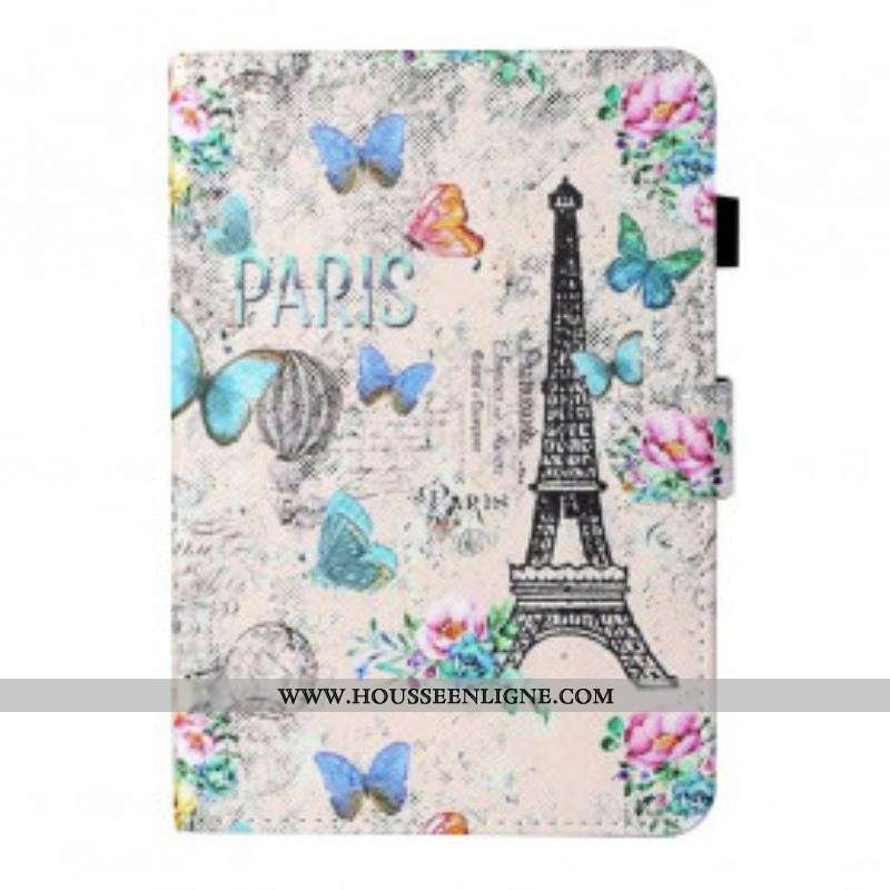 Housse Samsung Galaxy Tab A7 (2020) Tour Eiffel Papillons