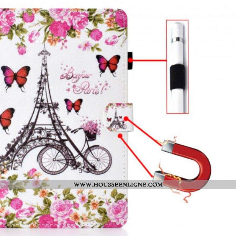 Housse Samsung Galaxy Tab A7 (2020) Tour Eiffel Vélo