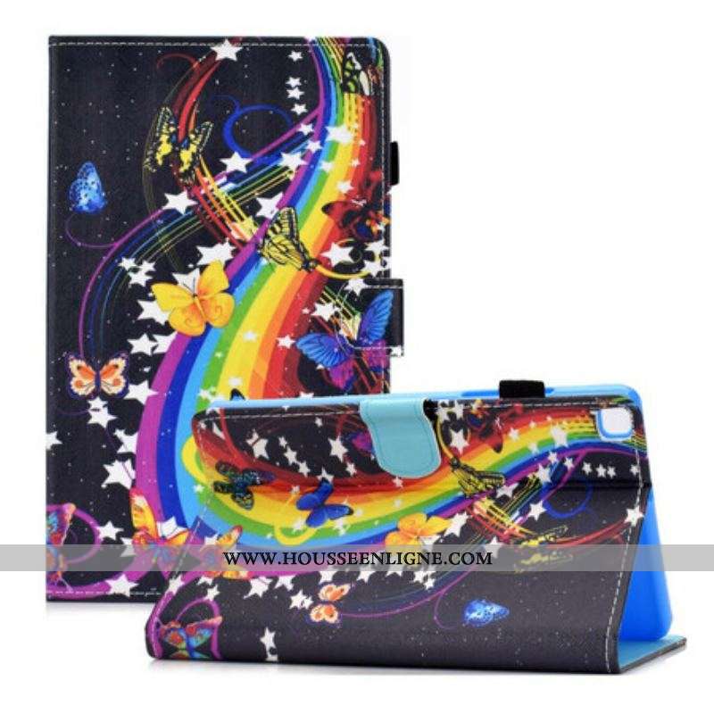 Housse Samsung Galaxy Tab A7 Lite Papillons Arc-en-Ciel