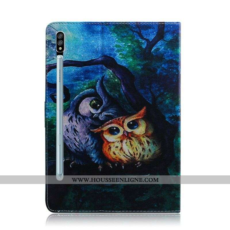 Housse Samsung Galaxy Tab S8 / Tab S7 Peinture Hiboux