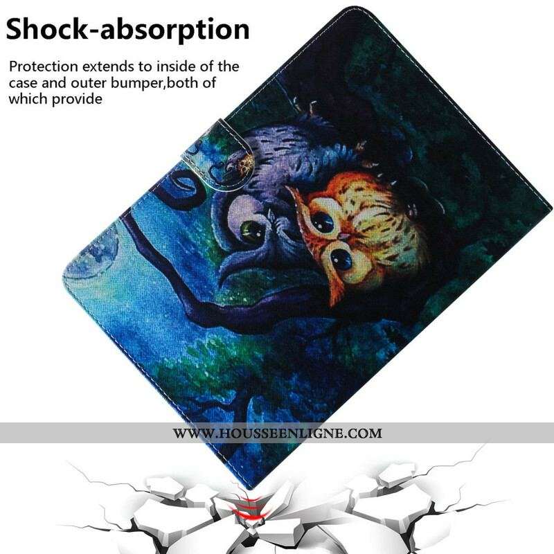 Housse Samsung Galaxy Tab S8 / Tab S7 Peinture Hiboux