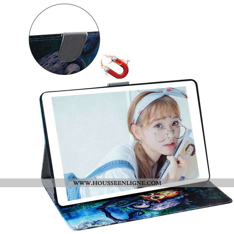Housse Samsung Galaxy Tab S8 / Tab S7 Peinture Hiboux