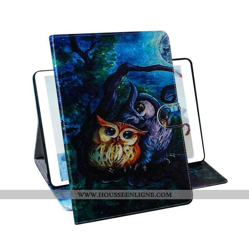 Housse Samsung Galaxy Tab S8 / Tab S7 Peinture Hiboux