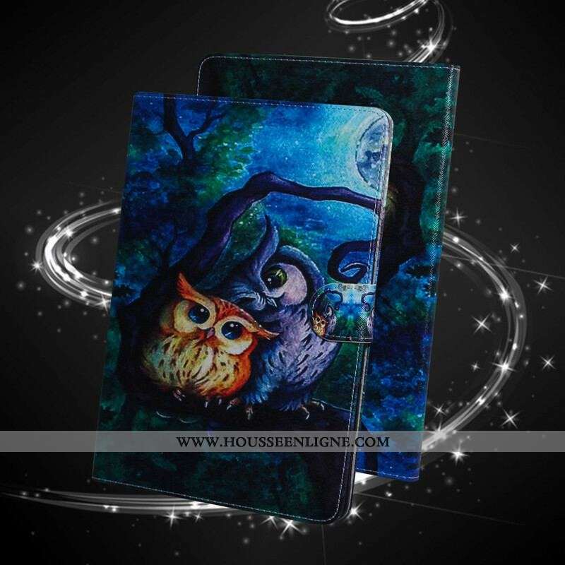 Housse Samsung Galaxy Tab S8 / Tab S7 Peinture Hiboux