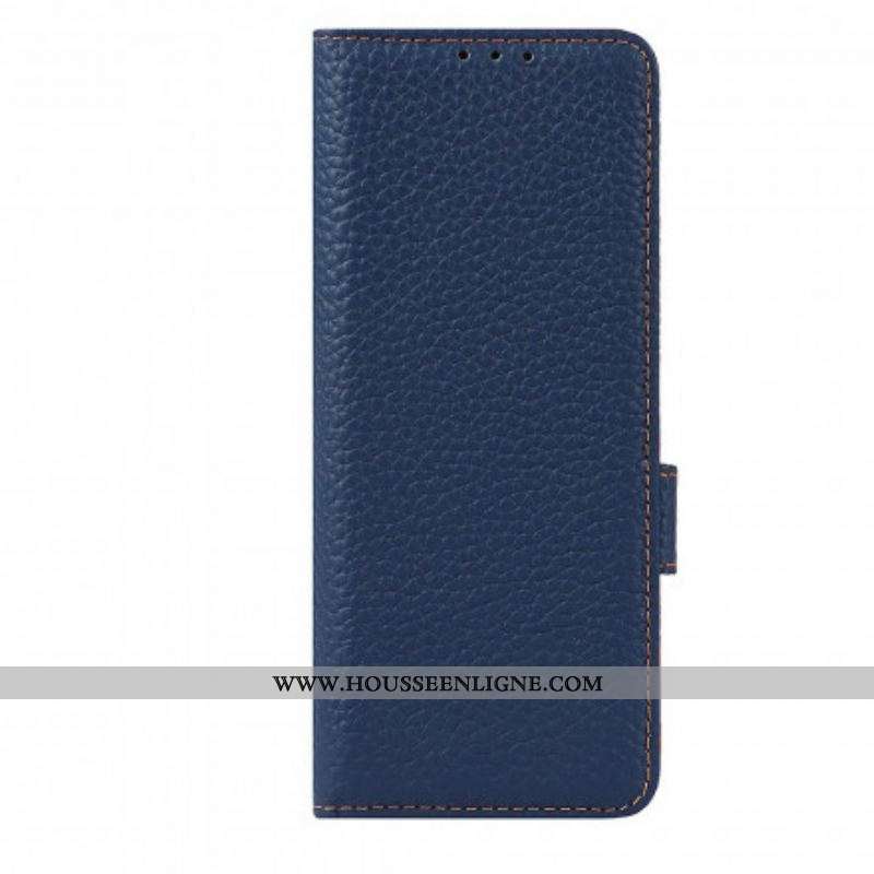 Housse Samsung Galaxy Z Fold 3 5G Cuir Litchi Véritable