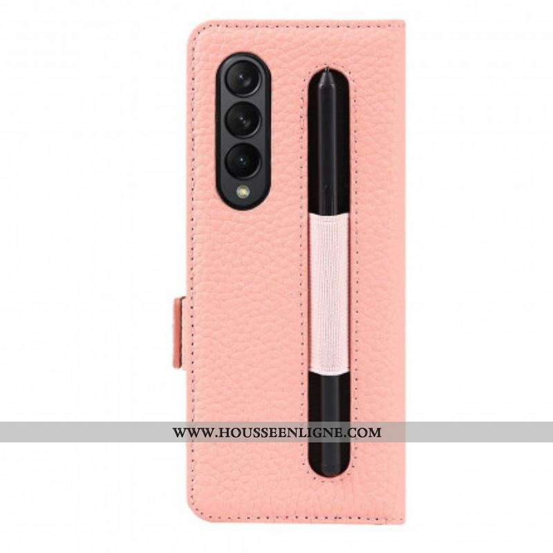 Housse Samsung Galaxy Z Fold 3 5G Cuir Litchi Véritable