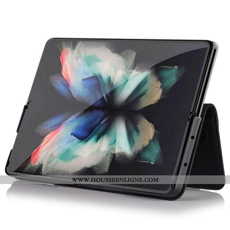 Housse Samsung Galaxy Z Fold 3 5G Cuir Véritable Porte-Stylet et Sangle