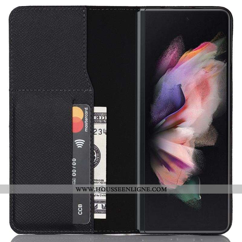 Housse Samsung Galaxy Z Fold 3 5G Cuir Véritable Porte-Stylet et Sangle