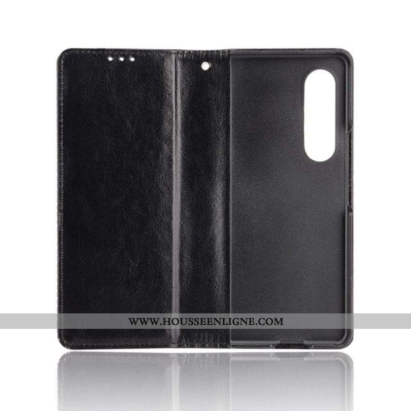 Housse Samsung Galaxy Z Fold 3 5G Effet Cuir Stylisé Porte-Stylet