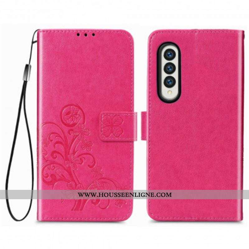 Housse Samsung Galaxy Z Fold 3 5G Fleurs Design avec Lanière