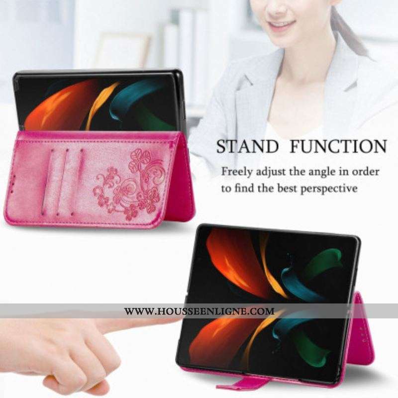 Housse Samsung Galaxy Z Fold 3 5G Fleurs Design avec Lanière
