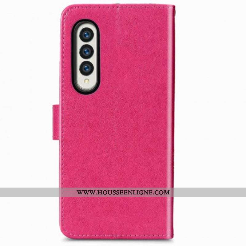 Housse Samsung Galaxy Z Fold 3 5G Fleurs Design avec Lanière