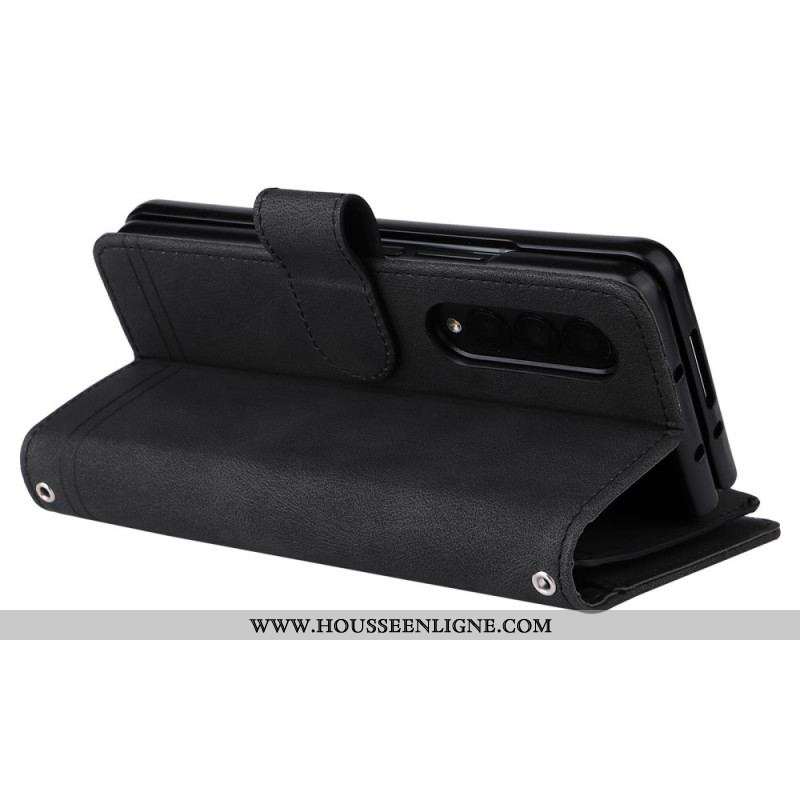 Housse Samsung Galaxy Z Fold 3 5G Multi-fonctions Rivet et Lanière