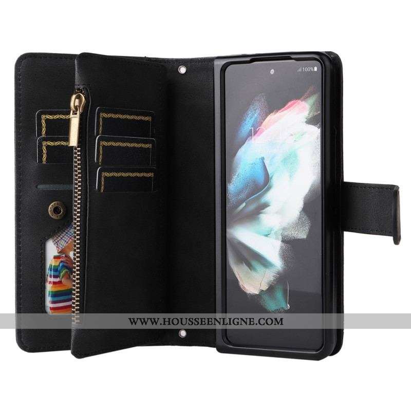 Housse Samsung Galaxy Z Fold 3 5G Multi-fonctions Rivet et Lanière