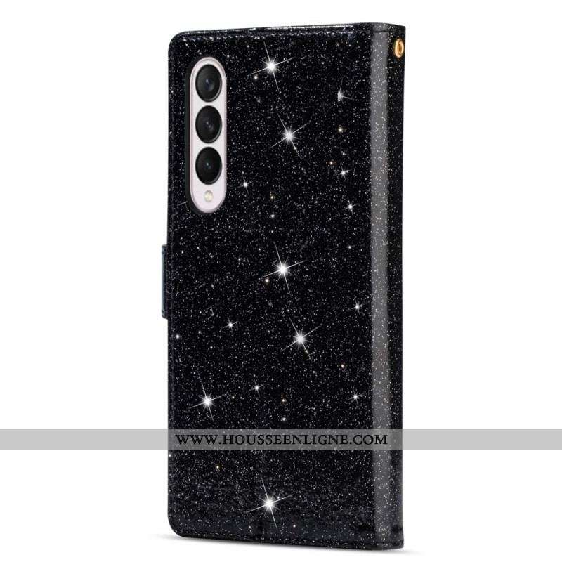 Housse Samsung Galaxy Z Fold 3 5G Paillettes Portefeuille Zip