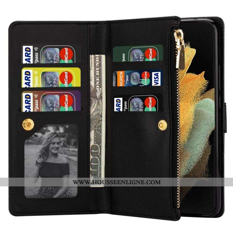 Housse Samsung Galaxy Z Fold 3 5G Paillettes Portefeuille Zip