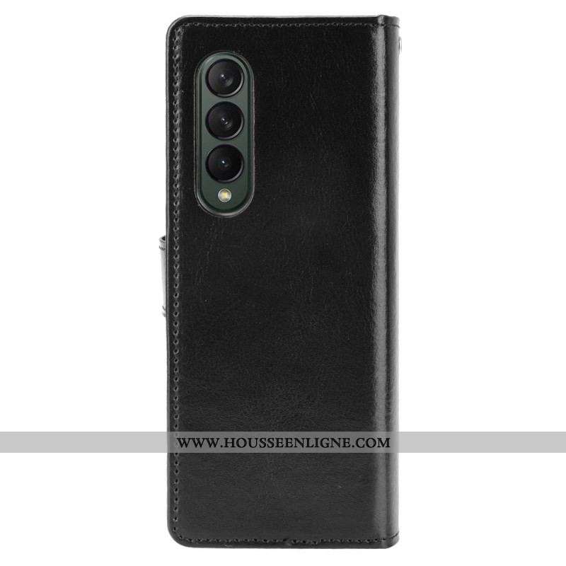 Housse Samsung Galaxy Z Fold 4 Classique à Lanière Simili Cuir Lisse