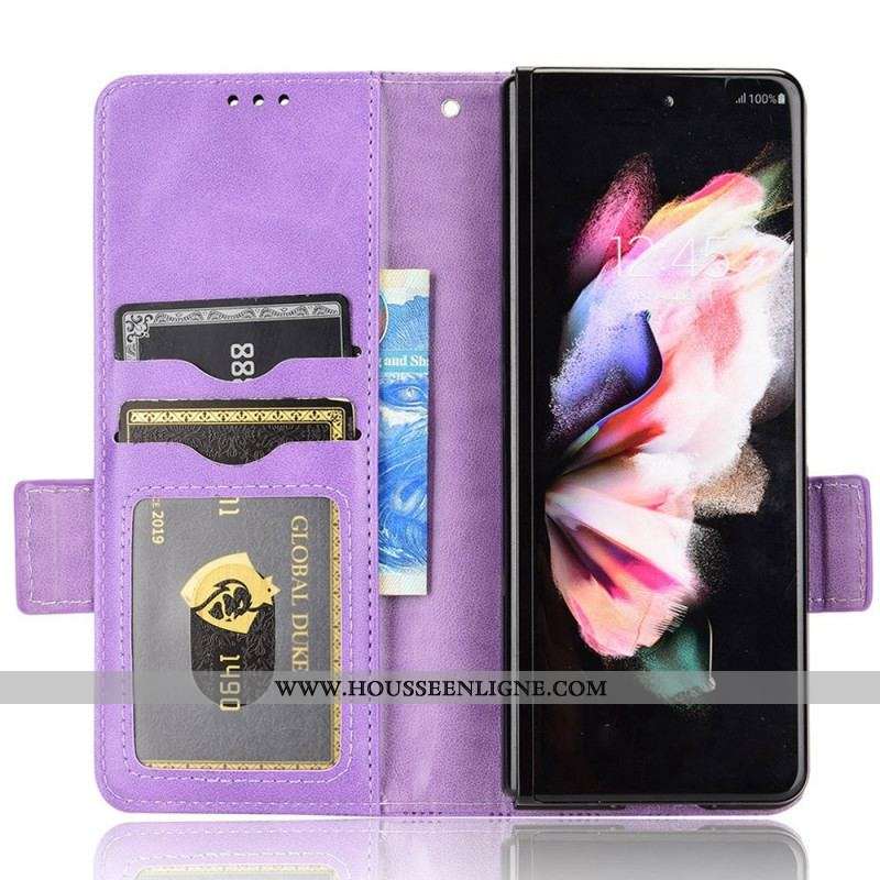Housse Samsung Galaxy Z Fold 4 Motif Triangles Perforés Lanière