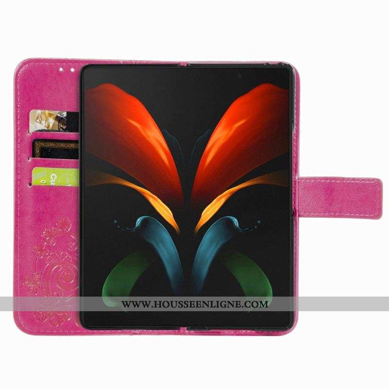 Housse Samsung Galaxy Z Fold 4 Motif Trèfles avec Lanière