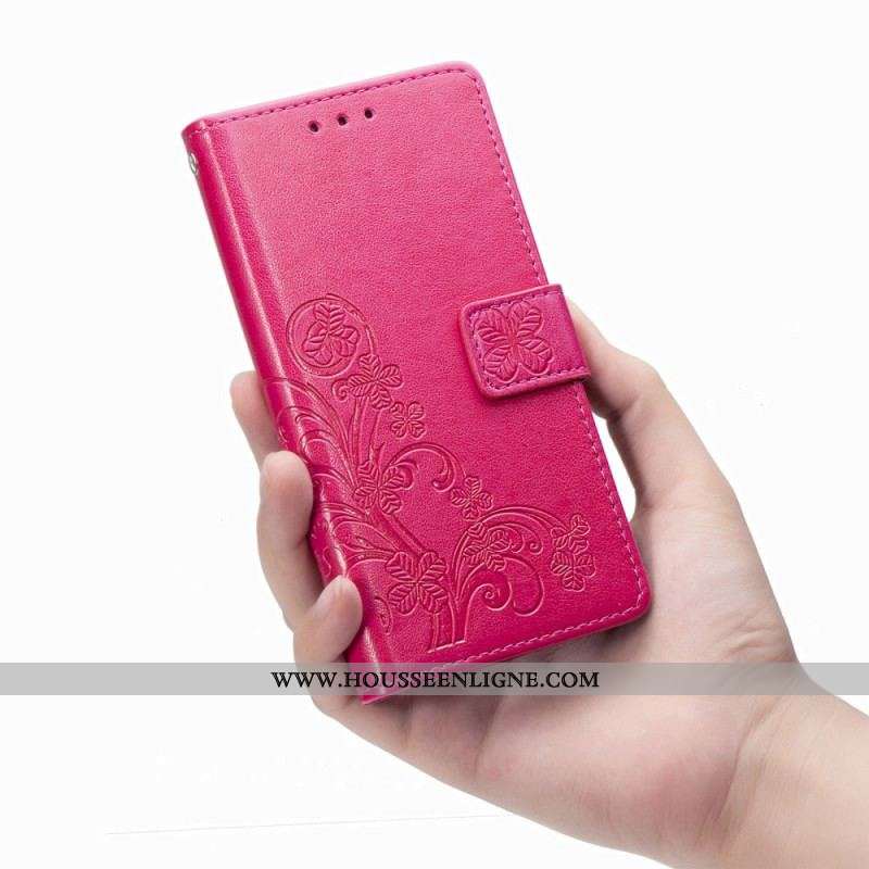 Housse Samsung Galaxy Z Fold 4 Motif Trèfles avec Lanière