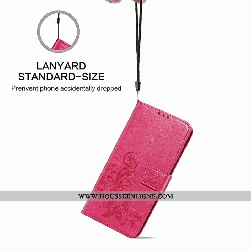 Housse Samsung Galaxy Z Fold 4 Motif Trèfles avec Lanière