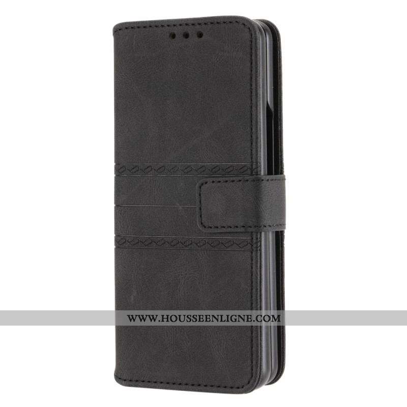 Housse Samsung Galaxy Z Fold 4 Simili Cuir Belt Motif