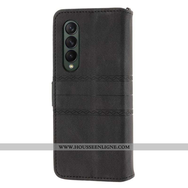 Housse Samsung Galaxy Z Fold 4 Simili Cuir Belt Motif