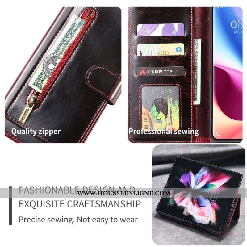 Housse Samsung Galaxy Z Fold 4 Simili Cuir Multi-poches