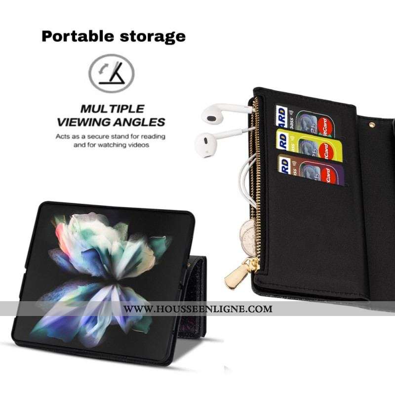Housse Samsung Galaxy Z Fold 4 Ultra Pailletée avec Lanière