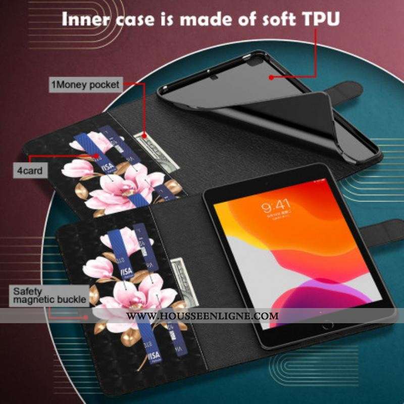 Housse Simili Cuir Samsung Galaxy Tab S8 / Tab S7 Fleurs D'Arbre