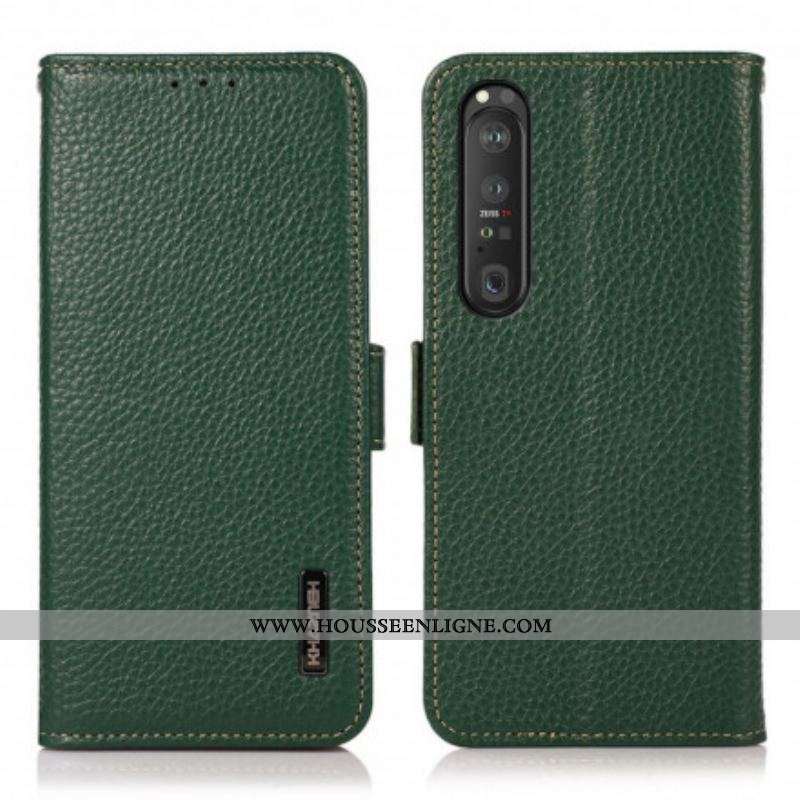 Housse Sony Xperia 1 III Cuir Litchi KHAZNEH RFID