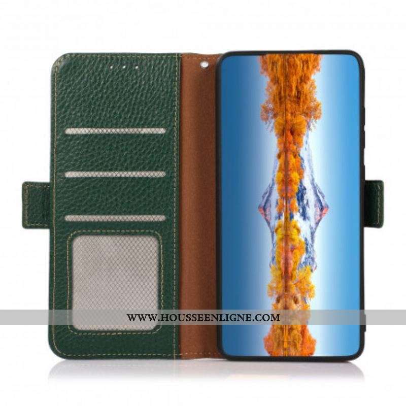 Housse Sony Xperia 1 III Cuir Litchi KHAZNEH RFID