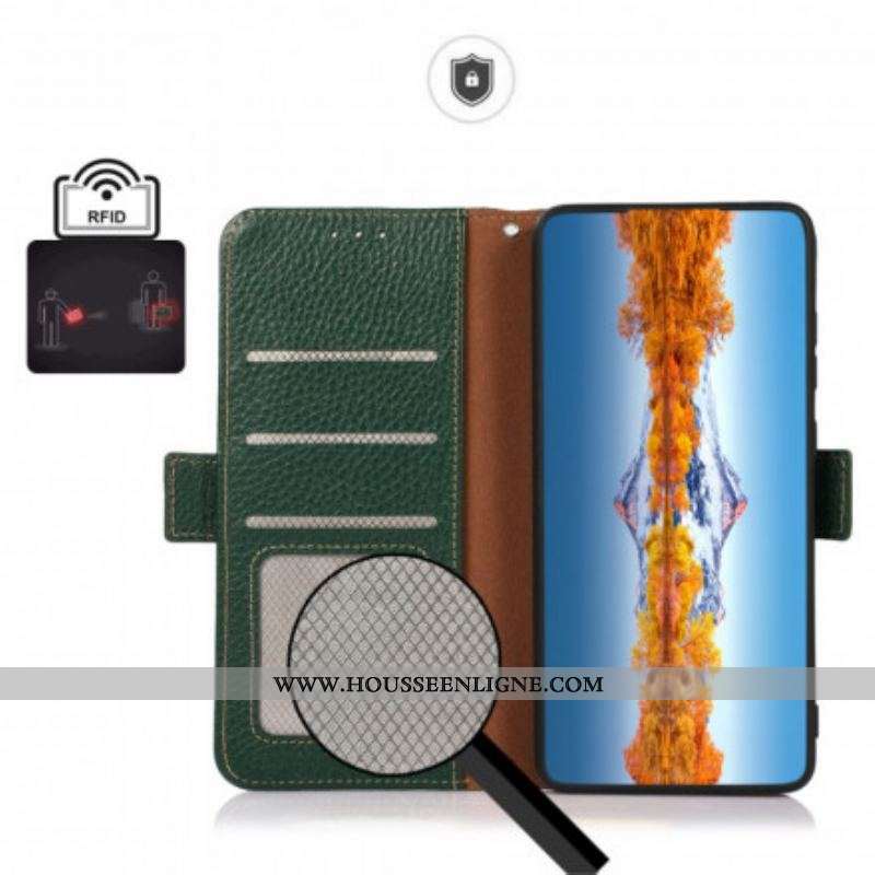 Housse Sony Xperia 1 III Cuir Litchi KHAZNEH RFID