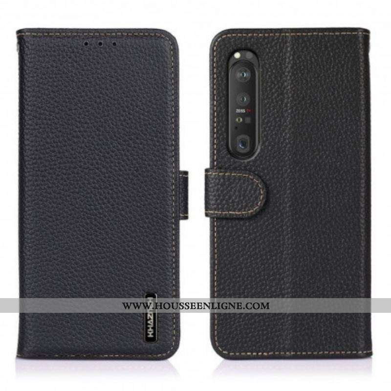 Housse Sony Xperia 1 III Cuir Litchi KHAZNEH