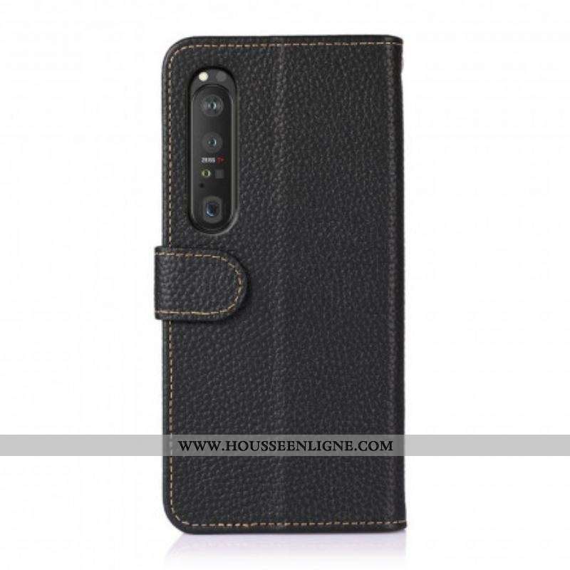 Housse Sony Xperia 1 III Cuir Litchi KHAZNEH