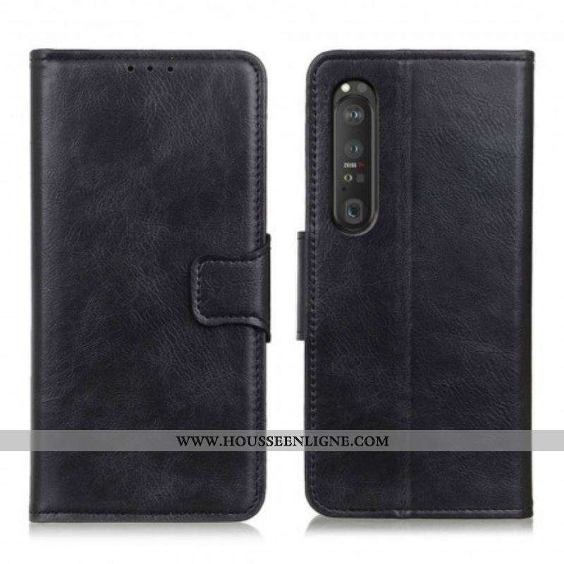 Housse Sony Xperia 1 III Effet Cuir Fermoir Réversible