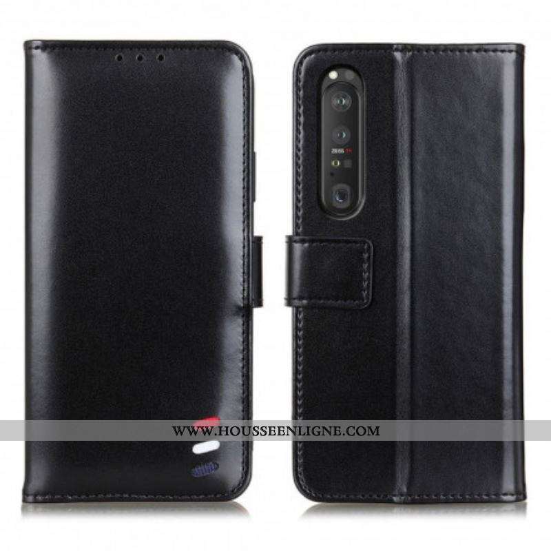 Housse Sony Xperia 1 III Effet Cuir Tricolore