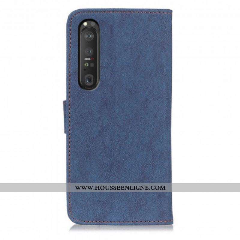 Housse Sony Xperia 1 III Simili Cuir Fendu Rétro KHAZNEH