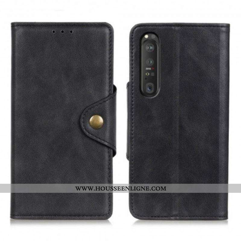 Housse Sony Xperia 1 III Simili Cuir Vintage Bouton