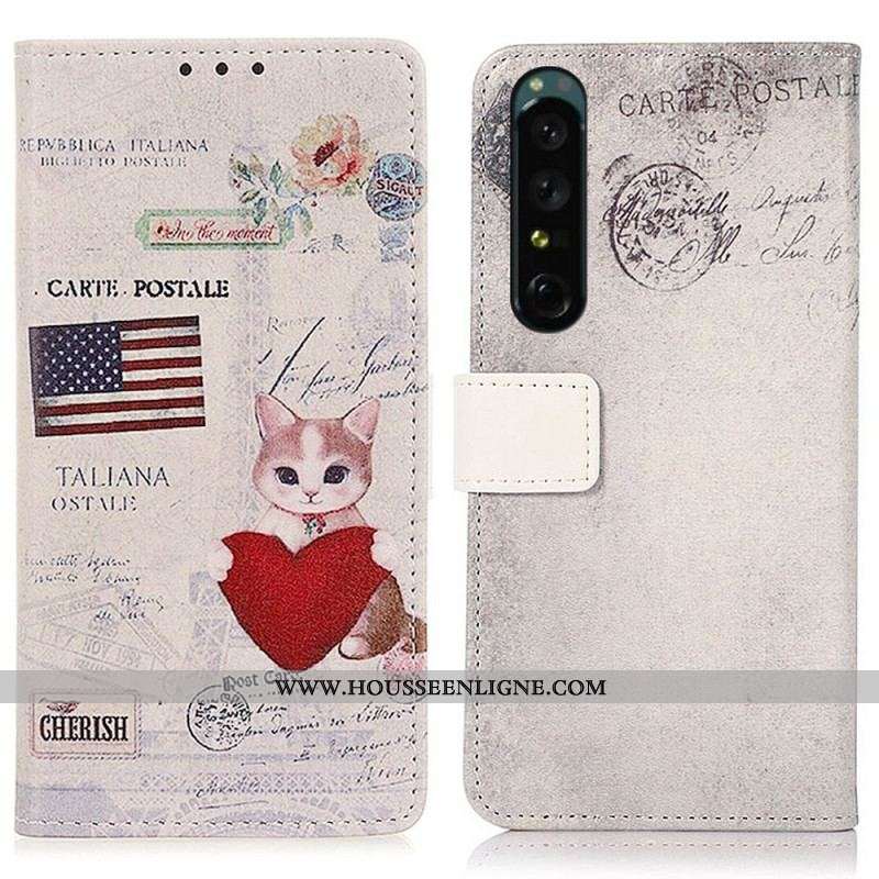 Housse Sony Xperia 1 IV Chat Voyageur