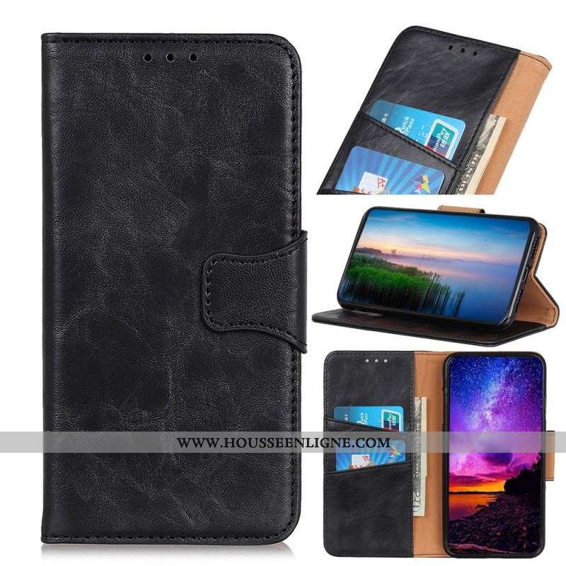Housse Sony Xperia 1 IV Cuir Fendu Fermoir Vintage