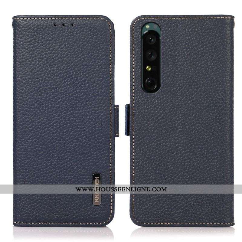 Housse Sony Xperia 1 IV Cuir Litchi KHAZNEH RFID
