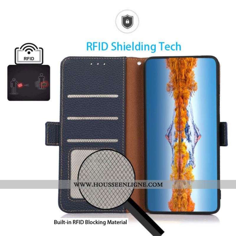 Housse Sony Xperia 1 IV Cuir Litchi KHAZNEH RFID